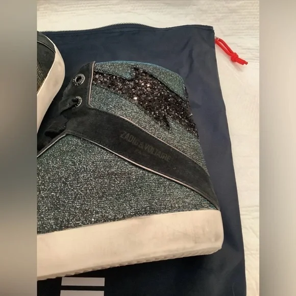 Zadig & Voltaire High Flash Shift Sparkle Leather Sneakers High T…​​​ - Picture 11 of 15